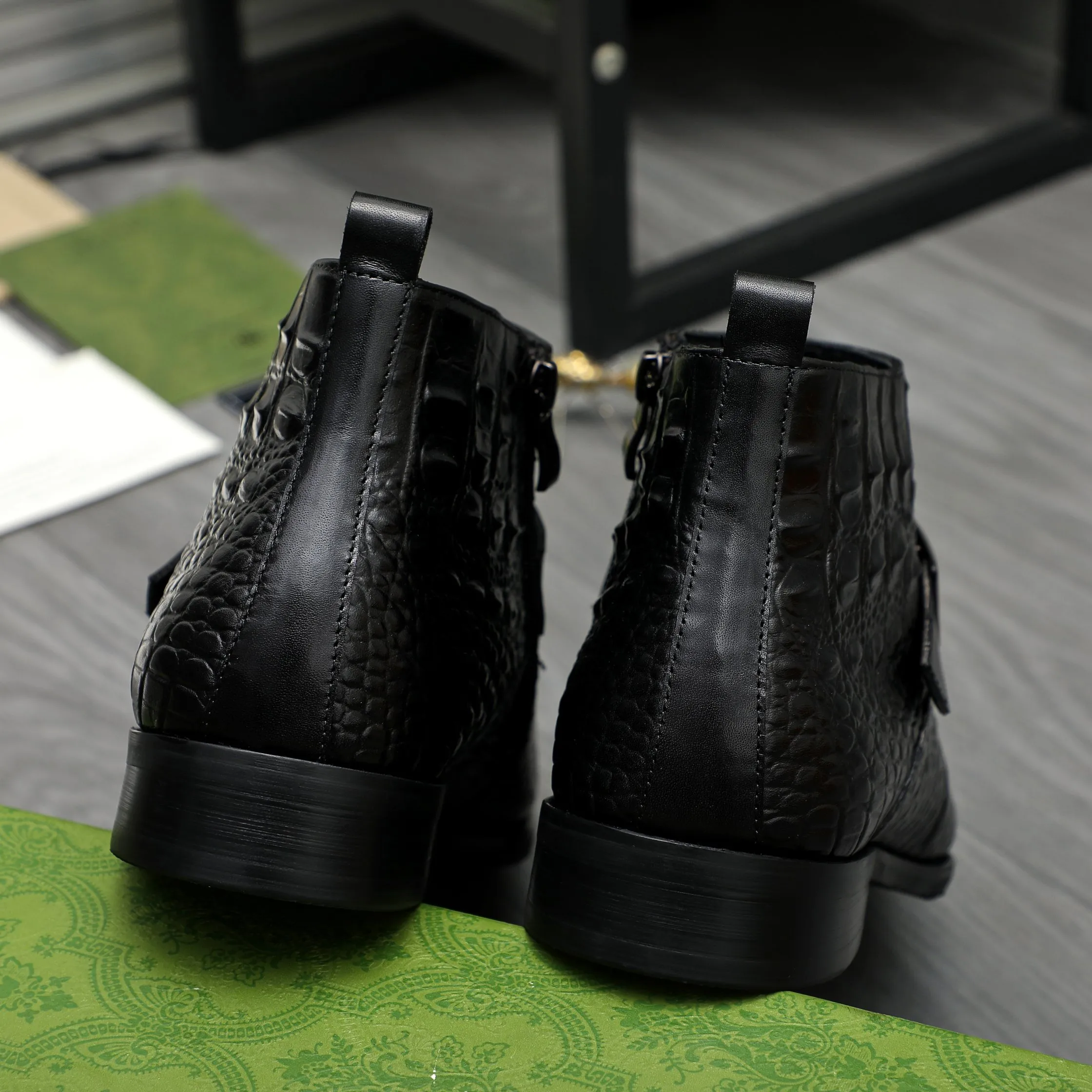 Men's shoes 💰p620 Product trademark: GUCCI "Gucci" high-top business leather shoes Regular size: 37-46 (37.46 is custom-made and non-returnable) Product materials: Selected crocodile pattern cowhide upper, pigskin lining, rubber outsole
